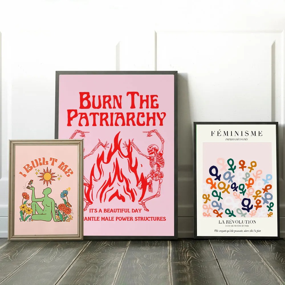 Home Decor Y2K - 抽象フェミニストカラーレターアートポスターキャンバスプリントファッションミニマリストモダンな寝室の壁アート絵画装飾