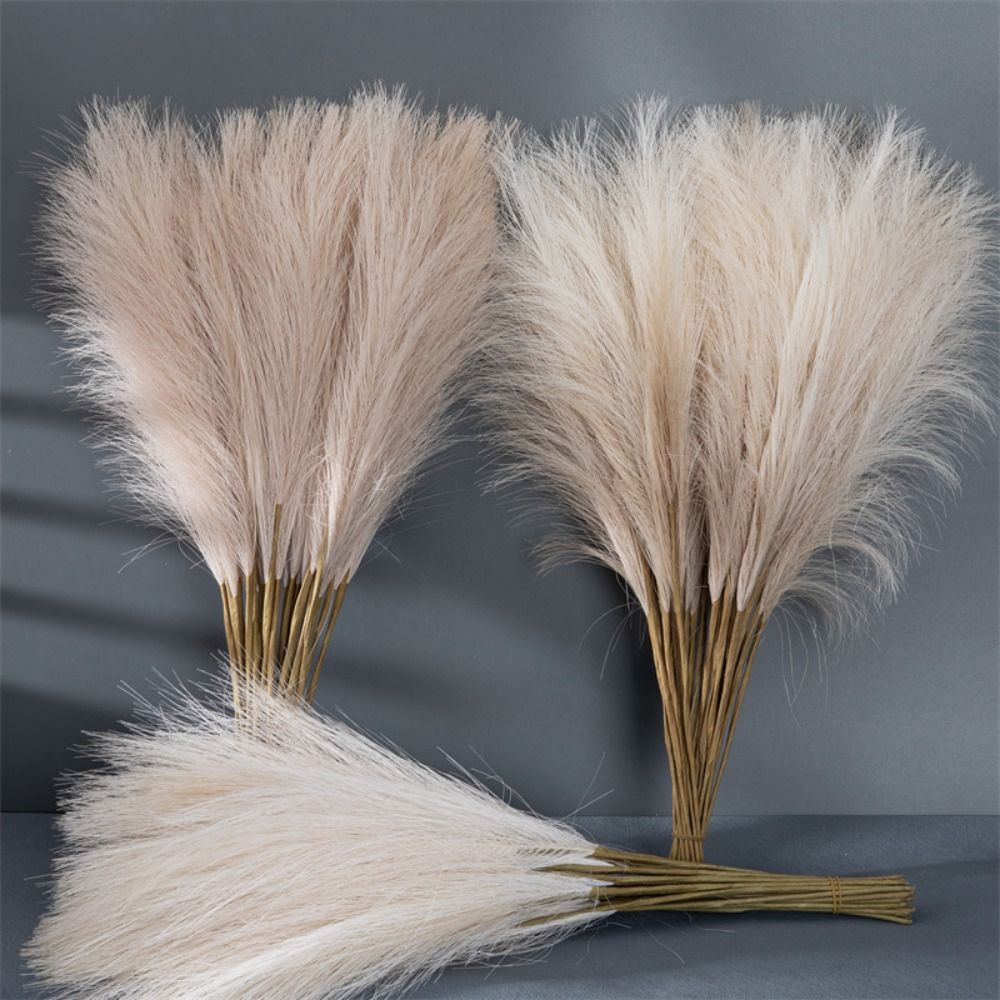 Pampas Grass Decor - 10本セット、お部屋の装飾に最適な、ふわふわのパンパスグラス。DIYで使える55cmの造花。リードフラワーのアレンジメントや、クリスマス、お祭りなどの装飾に。