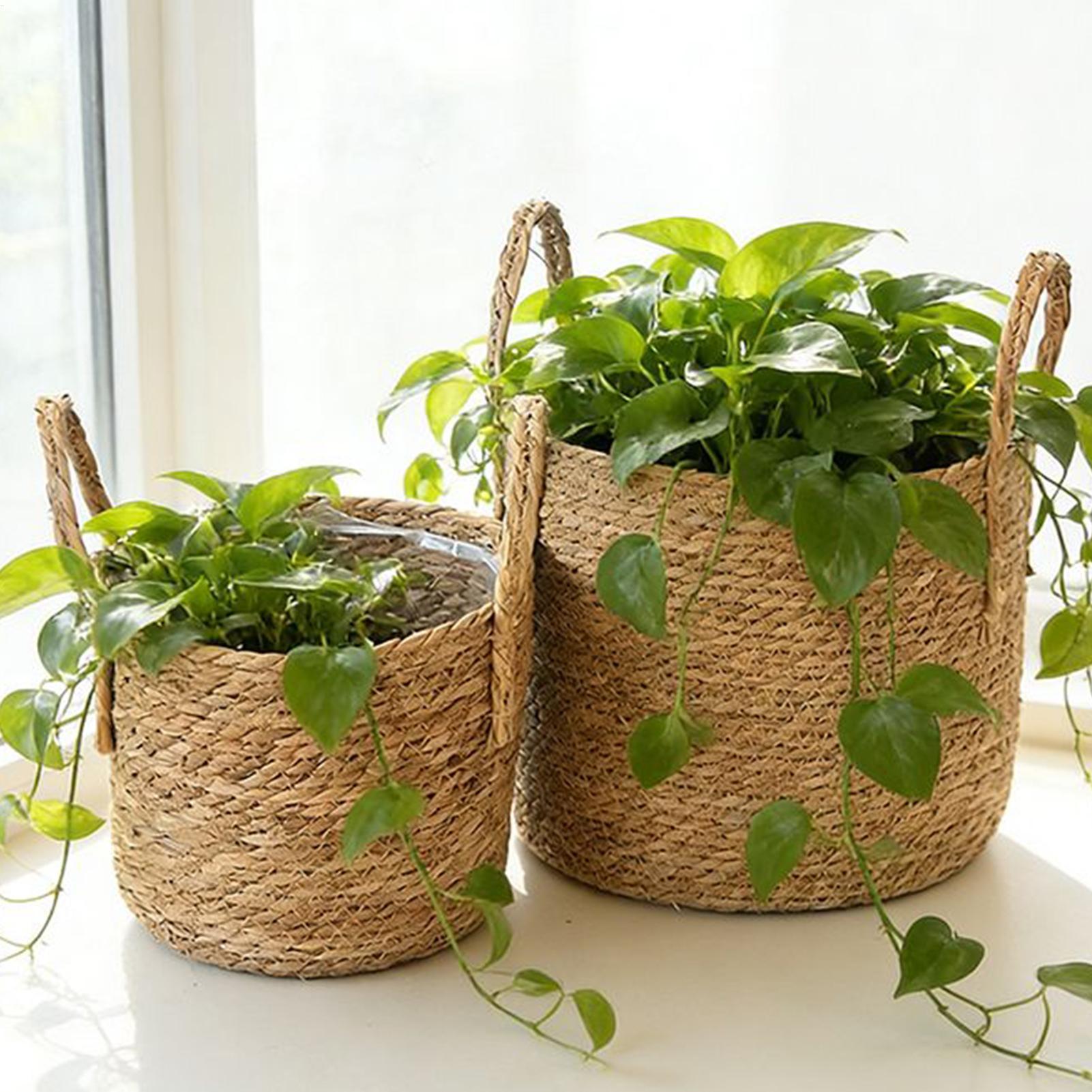 プランターバスケットわら製植木鉢籐製プランター通気性のある籐 - Rattan Plant Basket のレビューと価格