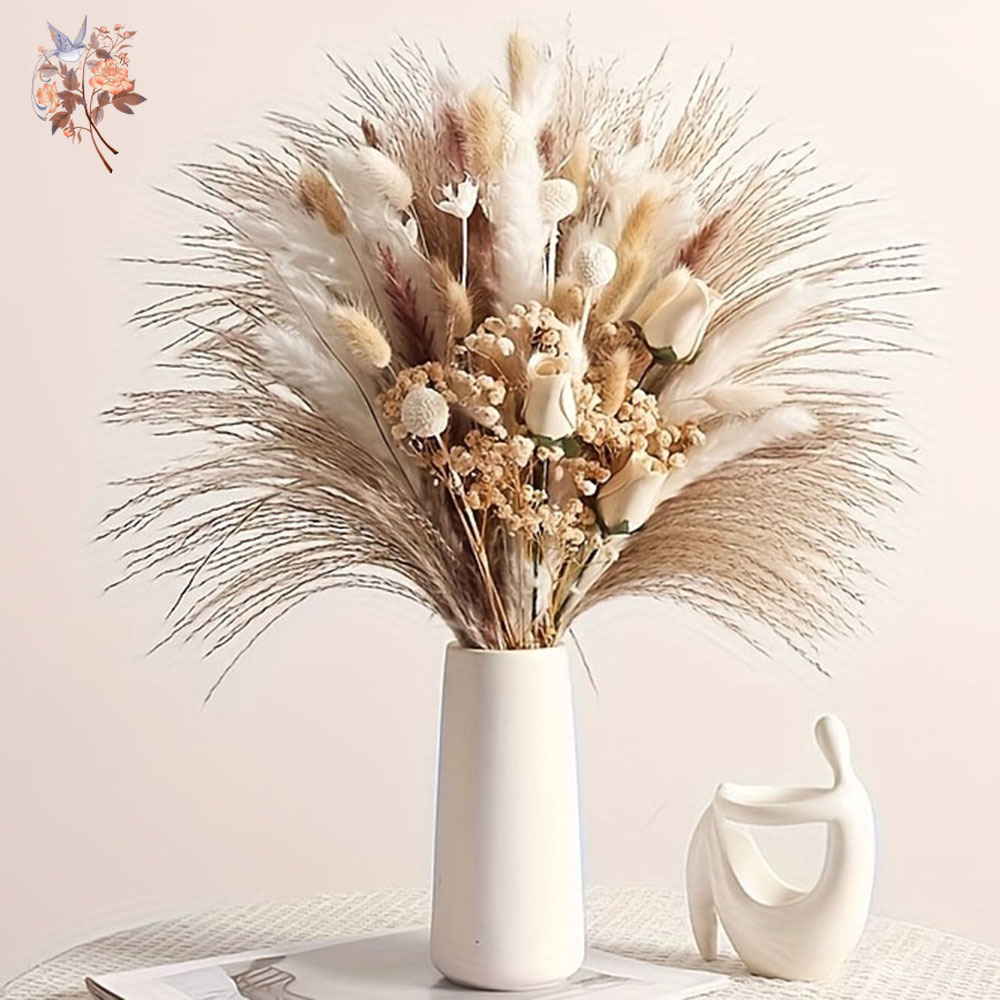 80個入り人工ドライフラワーブーケ、インテリアホームテーブル - Pampas Grass Decor のレビューと価格
