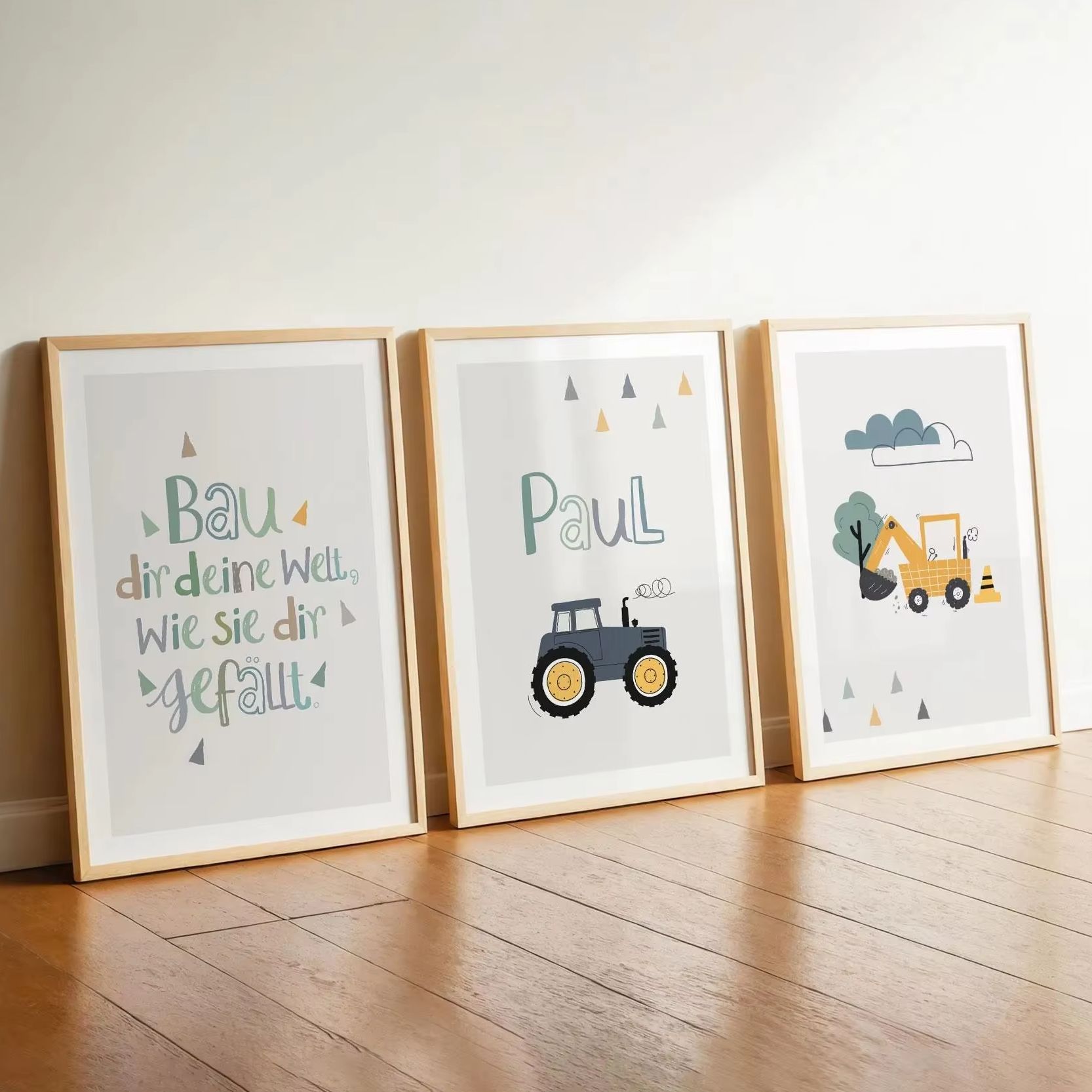 3 ピース/セット漫画掘削機トラクターカスタム名キャンバス印 - Home Decor Theme のレビューと価格