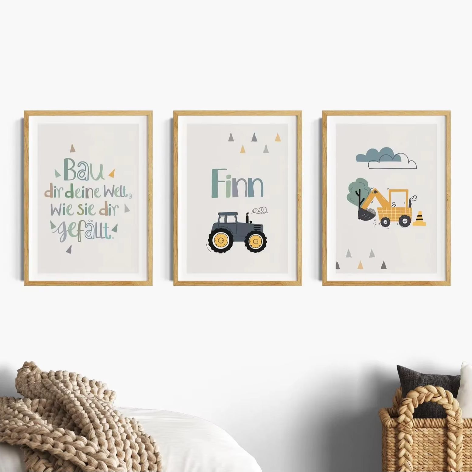 3 ピース/セット漫画掘削機トラクターカスタム名キャンバス印 - Home Decor Theme のレビューと価格
