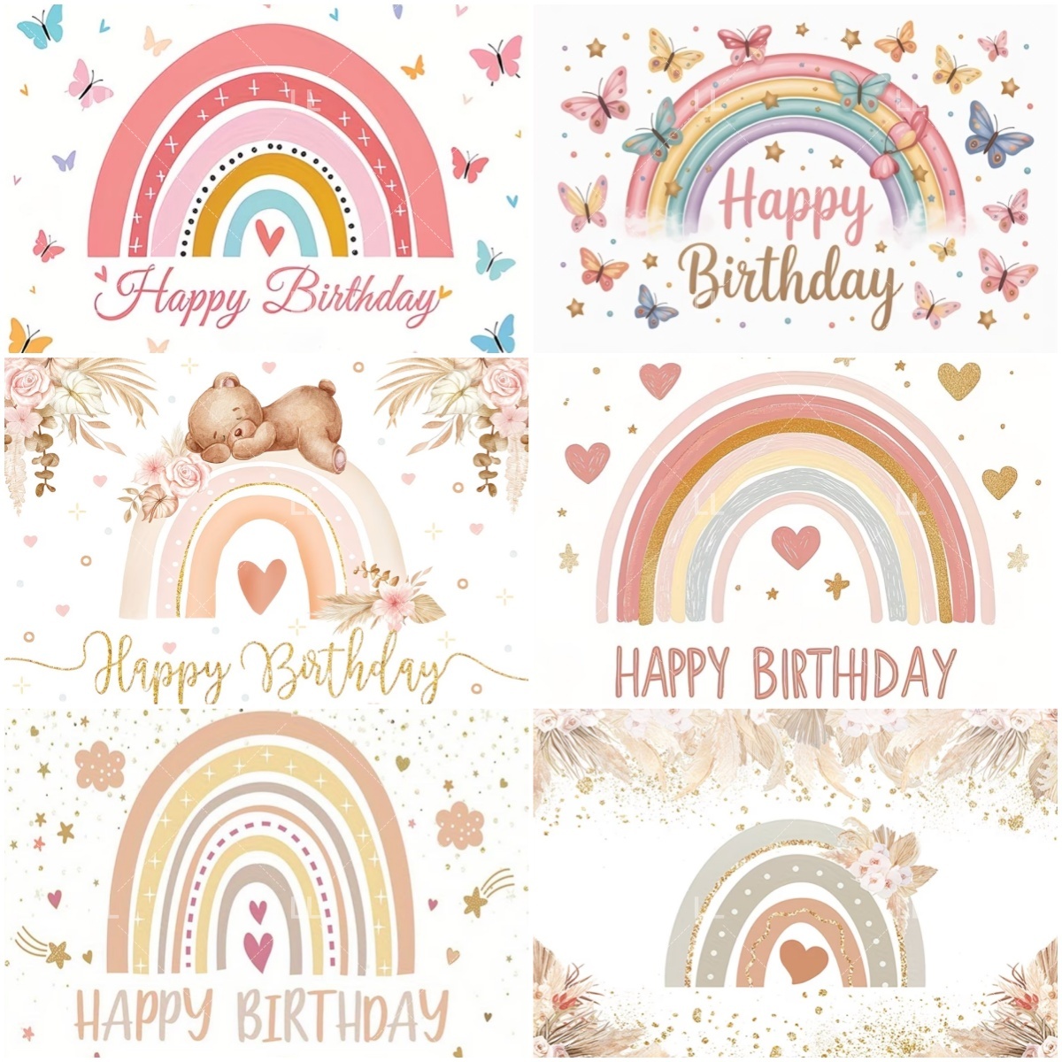 ボヘミアン風の虹色の背景幕。男の子と女の子の誕生日パーティー - Pampas Grass Decor のレビューと価格
