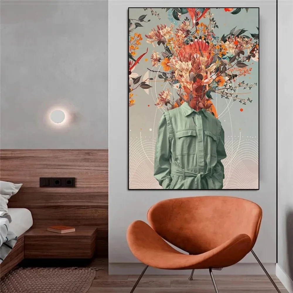 ファッション雑誌風のモダンな抽象的な花の絵柄のポスターとプリ - Home Decor Magazine のレビューと価格